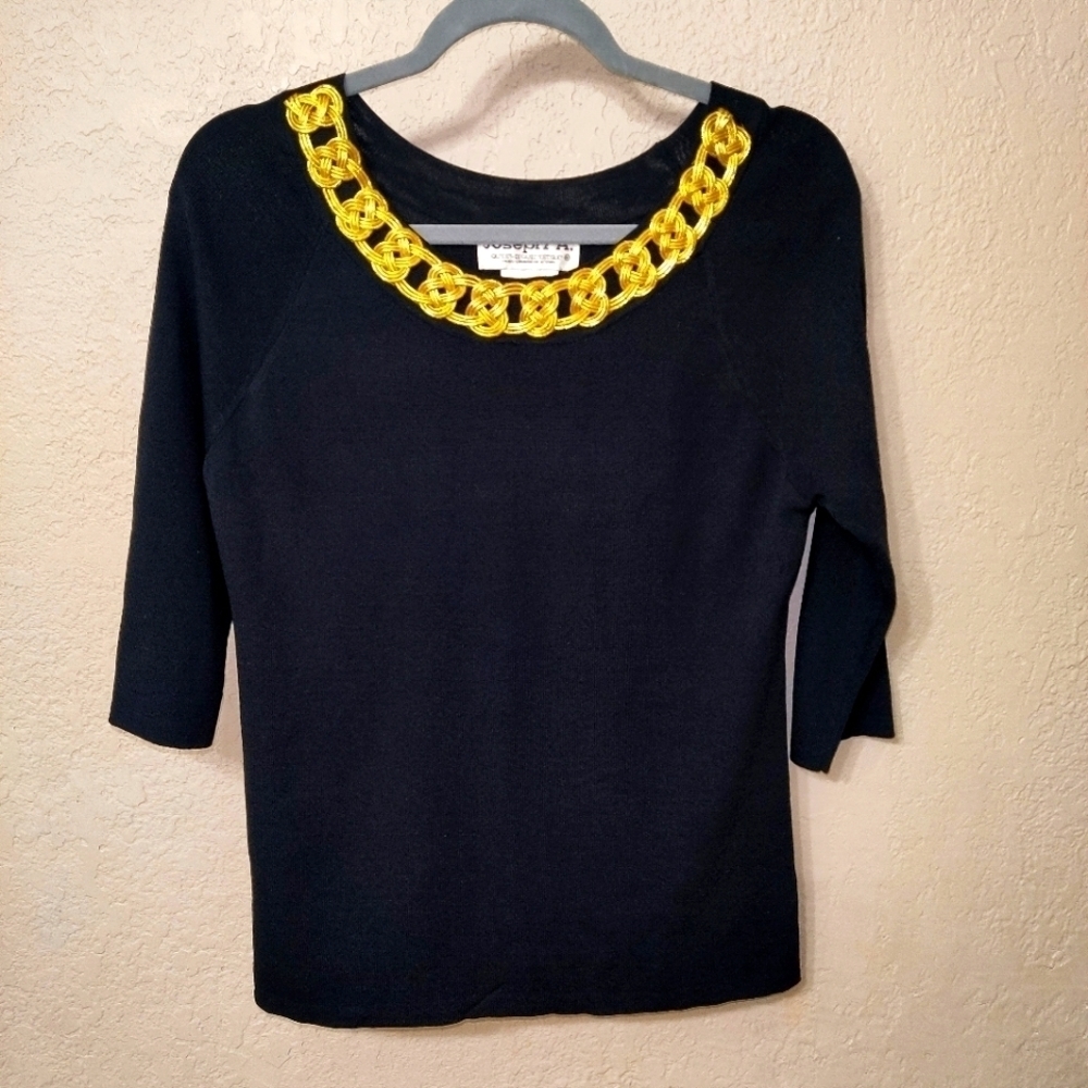 Joseph A. Gold Embellished Women's Black Top size XL